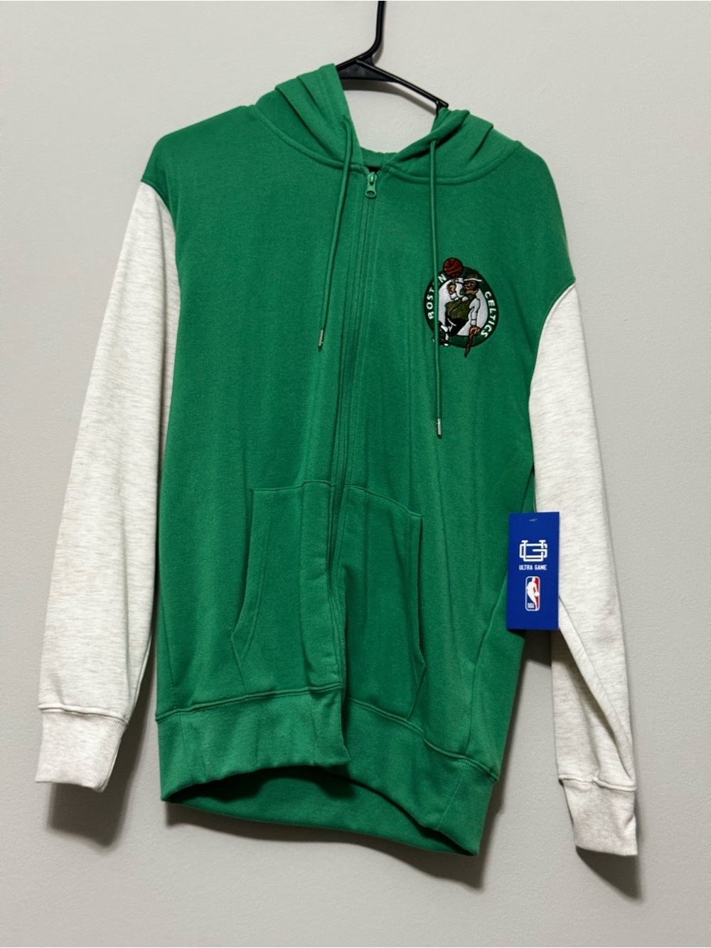 NBA Green & White Full-Zip Hooded Jacket with Team Crest Celtics